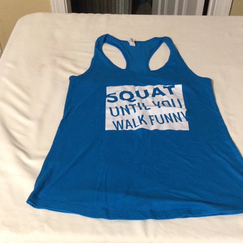 Ladies athletic blue athletic top medium